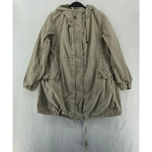 Garnet Hill Coat Women's Sz Brown Hooded Full Zipped Sherpa Fleece Lined Parka